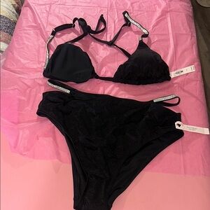 Victoria's Secret Black Bikini with Rhinestone Straps
